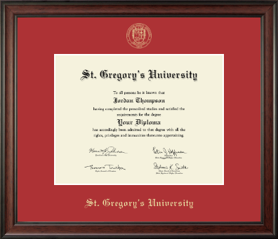 St. Gregory's University diploma frame - Gold Embossed Diploma Frame in Studio