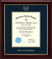 Omicron Delta Kappa Honor Society Gold Embossed Certificate Frame in Gallery