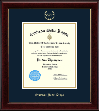 Omicron Delta Kappa Honor Society certificate frame - Gold Embossed Certificate Frame in Gallery