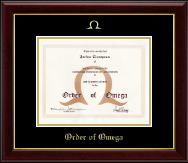 Order of Omega certificate frame - Gold Embossed Certificate Frame in Gallery