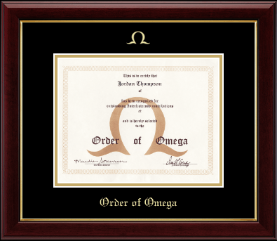 Order of Omega certificate frame - Gold Embossed Certificate Frame in Gallery