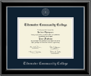 Tidewater Community College Silver Embossed Diploma Frame in Onyx Silver