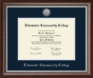 Tidewater Community College Silver Engraved Medallion Diploma Frame in Devonshire
