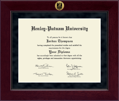 Henley-Putnam University diploma frame - Millennium Gold Engraved Diploma Frame in Cordova