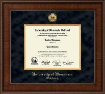 University of Wisconsin Oshkosh Presidential Gold Engraved Diploma Frame in Madison