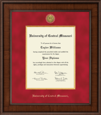 University of Central Missouri diploma frame - Presidential Gold Engraved Diploma Frame in Madison