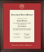 University of Central Missouri Gold Embossed Diploma Frame in Studio
