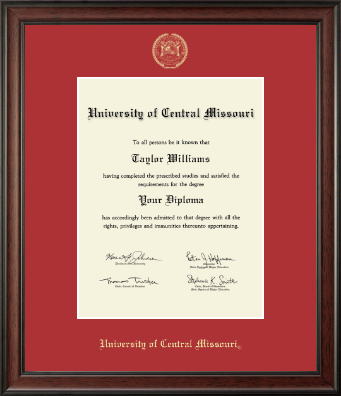 University of Central Missouri diploma frame - Gold Embossed Diploma Frame in Studio