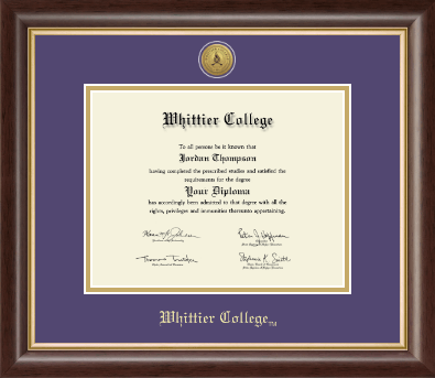 Whittier College diploma frame - Gold Engraved Medallion Diploma Frame in Hampshire