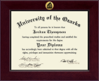 University of the Ozarks Century Gold Engraved Diploma Frame in Cordova