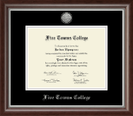 Five Towns College diploma frame - Silver Engraved Medallion Diploma Frame in Devonshire