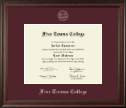 Five Towns College Silver Embossed Diploma Frame in Studio