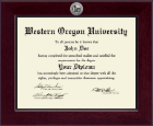 Western Oregon University Century Silver Engraved Diploma Frame in Cordova