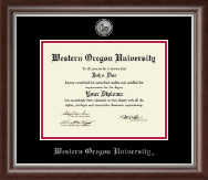 Western Oregon University Silver Engraved Medallion Diploma Frame in Devonshire