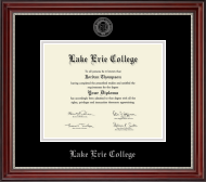 Lake Erie College Silver Embossed Diploma Frame in Kensington Silver