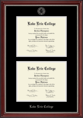 Lake Erie College diploma frame - Double Diploma Frame in Kensington Silver