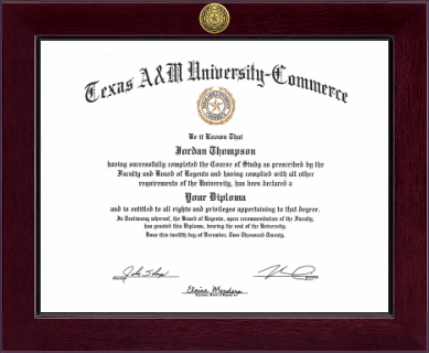 Texas A&M University - Commerce diploma frame - Century Gold Engraved Diploma Frame in Cordova