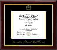 University of Hawaii West Oahu Gold Embossed Diploma Frame in Gallery