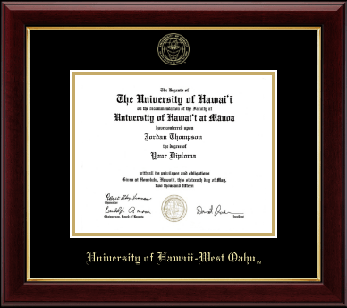 University of Hawaii West Oahu diploma frame - Gold Embossed Diploma Frame in Gallery