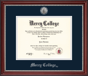 Mercy College Silver Engraved Medallion Diploma Frame in Kensington Silver
