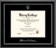 Mercy College Silver Embossed Diploma Frame in Onyx Silver