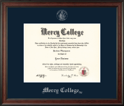 Mercy College Silver Embossed Diploma Frame in Studio