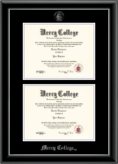 Mercy College Double Document Diploma Frame in Onyx Silver