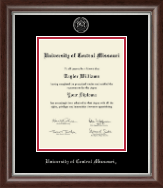 University of Central Missouri Silver Embossed Diploma Frame in Devonshire