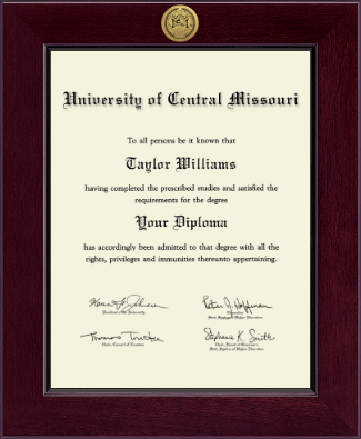 University of Central Missouri diploma frame - Century Gold Engraved Diploma Frame in Cordova