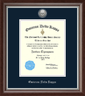 Omicron Delta Kappa Honor Society Silver Engraved Medallion Certificate Frame in Devonshire