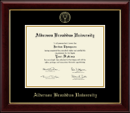 Alderson Broaddus University diploma frame - Gold Embossed Diploma Frame in Gallery