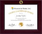 Friends of Todai, Inc. certificate frame - Century Gold Engraved Certificate Frame in Cordova