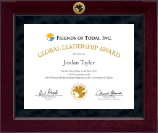 Friends of Todai, Inc. certificate frame - Millennium Gold Engraved Certificate Frame in Cordova