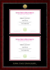 Iowa State University Gold Engraved Double Diploma Frame in Sutton