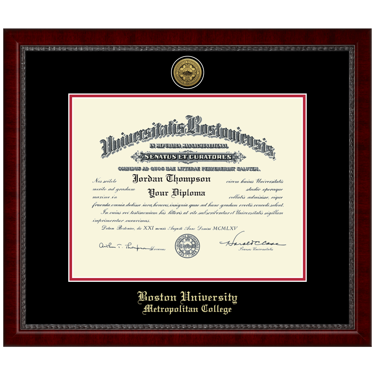 Gold Engraved Medallion Diploma Frame in Sutton Boston University