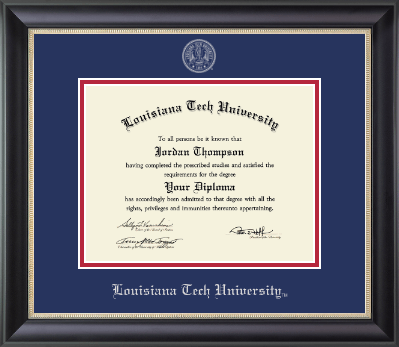 Louisiana Tech University diploma frame - Silver Embossed Diploma Frame in Noir