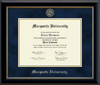 Marquette University Gold Embossed Diploma Frame in Onyx Gold