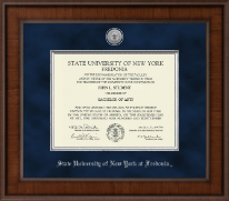 State University of New York at Fredonia Presidential Silver Engraved Diploma Frame in Madison