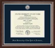 State University of New York at Fredonia Silver Engraved Medallion Diploma Frame in Devonshire