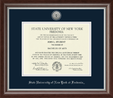 State University of New York at Fredonia diploma frame - Silver Engraved Medallion Diploma Frame in Devonshire
