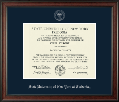 State University of New York at Fredonia diploma frame - Silver Embossed Diploma Frame in Studio