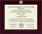 State University of New York at Fredonia Century Silver Engraved Diploma Frame in Cordova