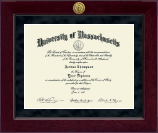 University of Massachusetts Amherst Millennium Gold Engraved Diploma Frame in Cordova