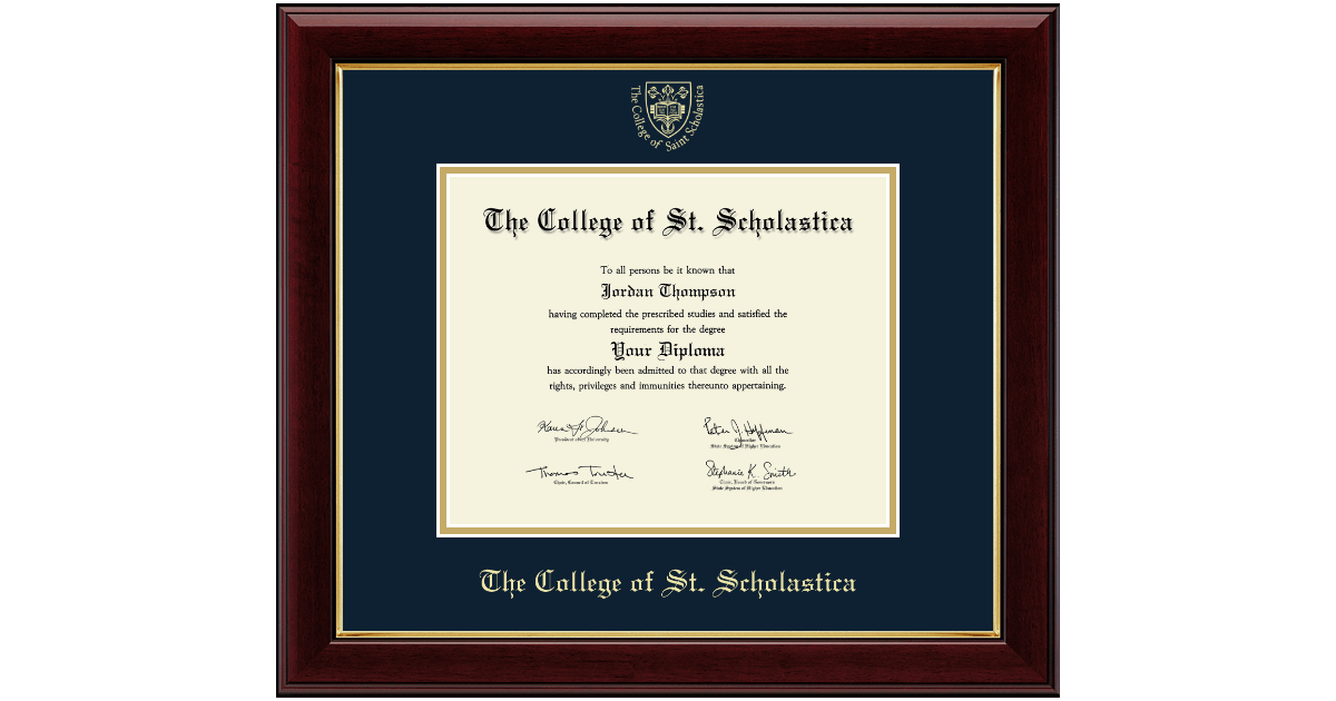 Gold Embossed Diploma Frame in Gallery The College of St. Scholastica
