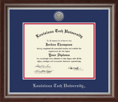 Louisiana Tech University diploma frame - Silver Engraved Medallion Diploma Frame in Devonshire