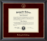Lafayette College Gold Embossed Diploma Frame in Noir