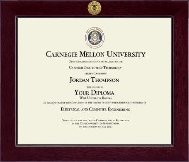 Carnegie Mellon University diploma frame - Century Gold Engraved Diploma Frame in Cordova