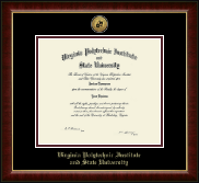 Virginia Tech Gold Engraved Medallion Diploma Frame in Murano