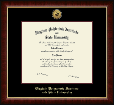Virginia Tech diploma frame - Gold Engraved Medallion Diploma Frame in Murano