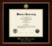 Widener University School of Law Gold Engraved Medallion Diploma Frame in Murano